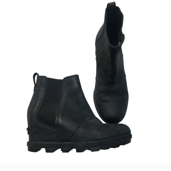 Sorel  Joan Of Arctic Wedge II Chelsea Black Boots 7 - Picture 1 of 11